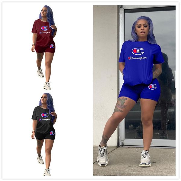 

Champion letter t hirt hort track uit women ummer hort leeve 2pc et outfit t hirt tee hort pant ca ual port uit new a41502