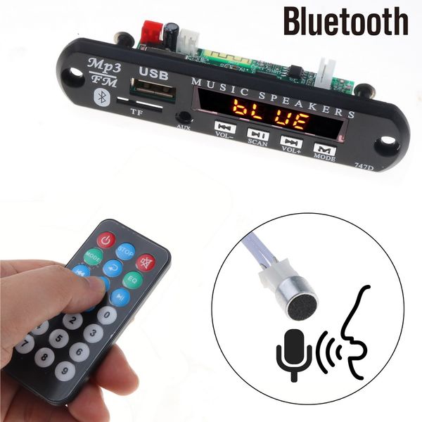 

5v 12v bluetooth handsmp3 player fm radio wireless audio receiver tf usb 3.5mm aux car audio modification kit for speakers