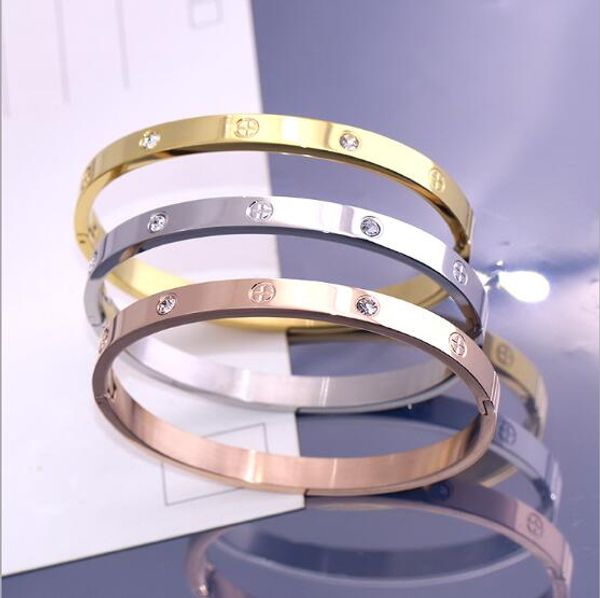 

european and american fashion douyin with the same stainless steel bracelet ladies ladies simple cross nail diamond buckle titanium steel br, Black