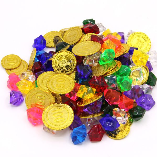 

children family-crossing gemstone toys crystal diamonds a treasure house box pirate treasure hunt gold coin