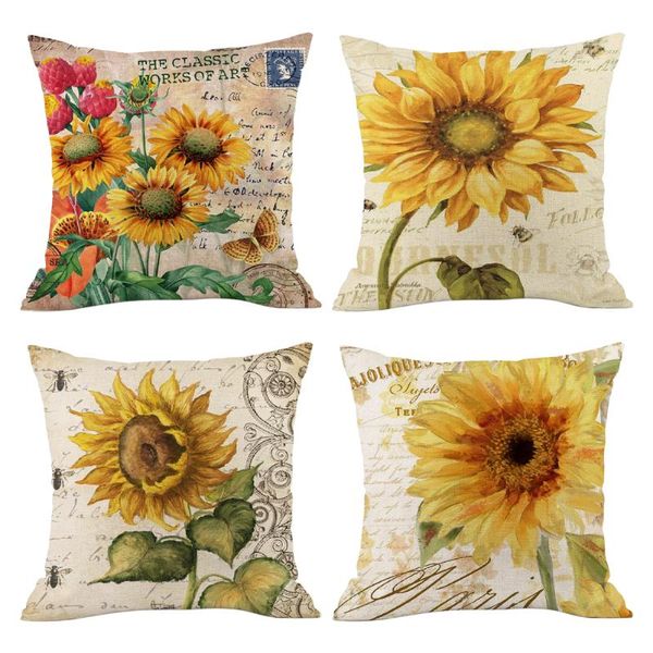 

new sunflower pillow case printed pillowcase cushion cover throw pillows decorative pillows cover for home car bed sofa