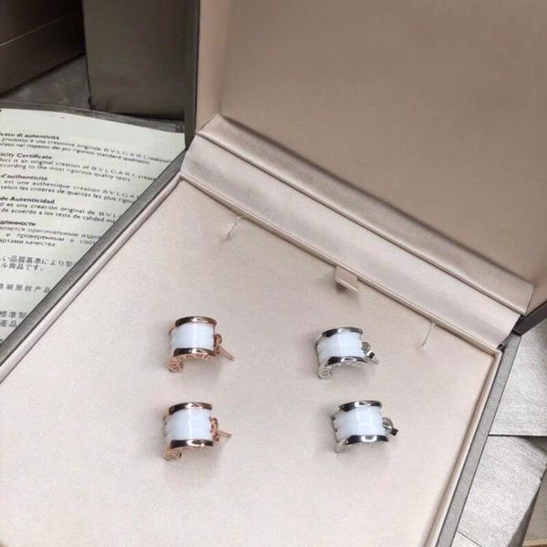 

fahmi b.zero1 series classic business ladies black and white ceramic earrings titanium steel crossing 18k gold quality ing, Silver