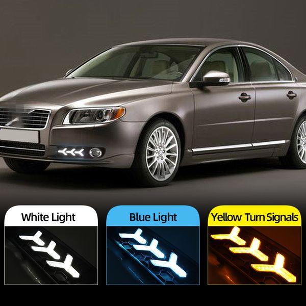 

1 pair led daytime running light for volvo s80 2009 2010 2011 2012 2013 drl fog lamp with yellow turn signal light