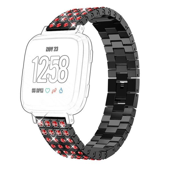 

rhinestone aluminum alloy replacement buckle watch band wrist strap women for versa smart watch wearable accessories, Slivery;brown