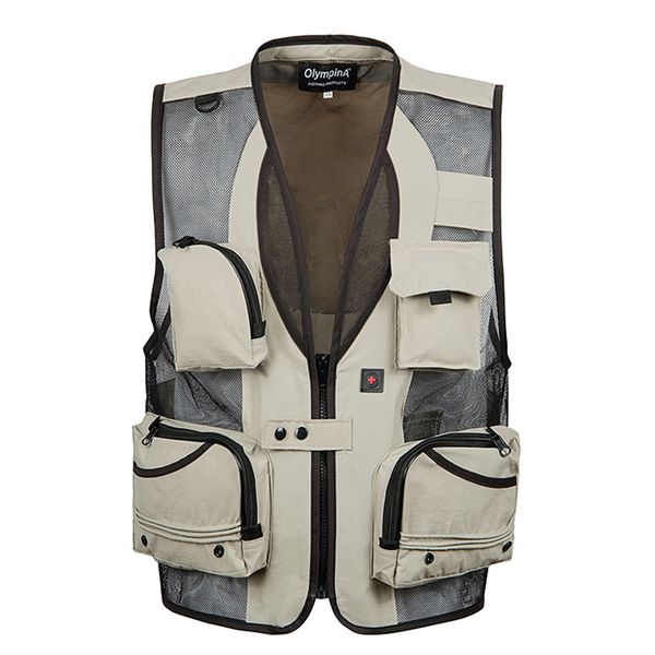 

men mesh baggy sleeveless vest with many pockets spring autumn male casual black shooting jacket mens multi pocket waistcoat, Black;white