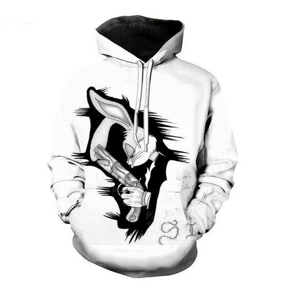 

bugs bunny hoodie hoodies men women long sleeve all over printed pullover hoody casual 3d sweatshirt plus size ssy0179, Black