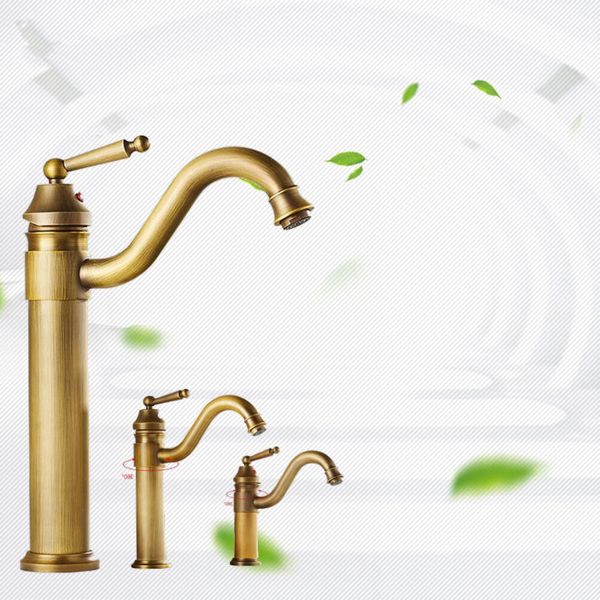 

Bathroom Antique Bronze Faucet Tall Vessel Sink Faucets Mixer Hot and Cold Water Tap Antique Bronze Finished