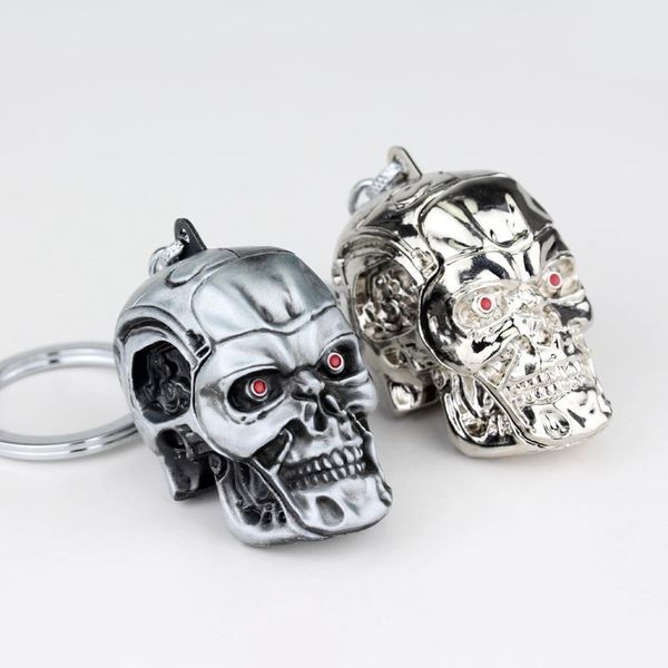 

10pcs/lot fashion jewelry silvery jewelry pendant movie terminator skeleton mask keychain skull key ring car key chains for men, Silver