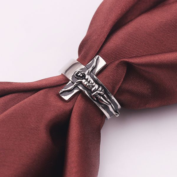 

cross jesus ring silver zinc alloy prayer christian jesus religious rings vintage religion style jewelry gifts for men women, Golden;silver