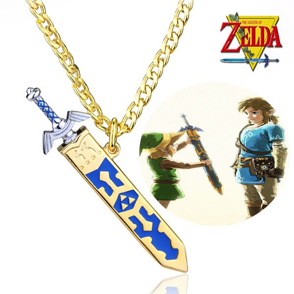 

legend of zelda man's necklace removable master sky sword with sheath necklaces pendants gold chain game jewelry fans souvenirs, Silver