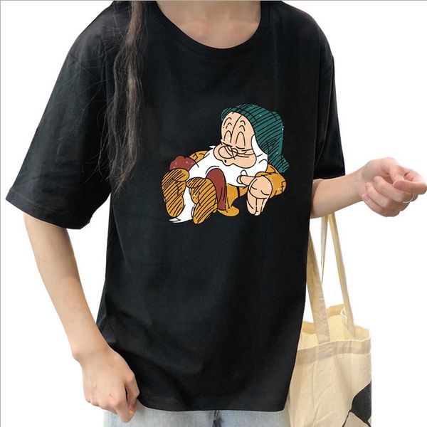 

fashion cute short-sleeved t-shirt women's summer new round neck cartoon print wild short-sleeved wholesale, White