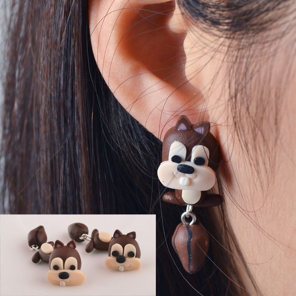 Großhandel - handgemachte polymer lehm tier ohrstecker nette cartoon katin kaninchen rot fuchs reizend panda eignis tiger studel schmuck