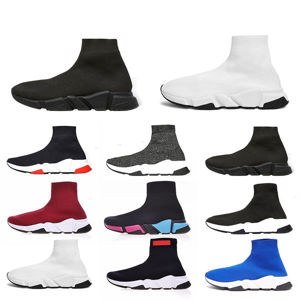 

2019 Fashion Luxury Designer Paris Sock Shoes Speed Trainers Casual Race Runner Black White Men Women Walking Sports Sneakers EUR 36-45