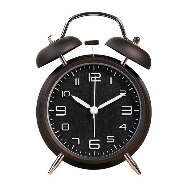 

4-inch double bell alarm clock with stereoscopic dial backlight battery operated loud alarm clock (black
