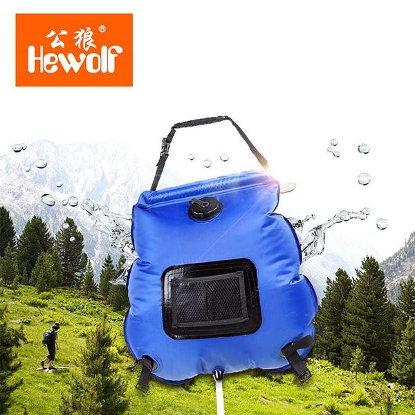 

hewolf 20l summer outdoor folding solar heating water bag with thermometer camping hiking travel portable pvc shower water bags