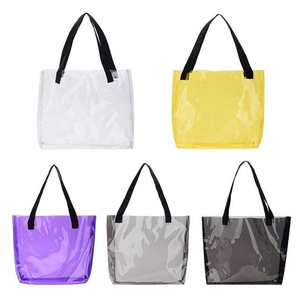 

clear pvc transparent shopping bag shoulder handbag women tote travel bags