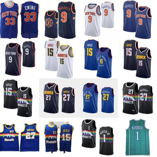 

ncaa 33 patrick ewing rj 9 barrett basketball jersey blue stitched nikola 15 jokic jamal 27 murray tyrone bogues michael 1 porter shirt, Black;red