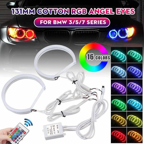 

4pcs 131mm multi-color rgb led angel eye halo ring light headlight cotton lights for e36 e38 e39 e46 car light accessories