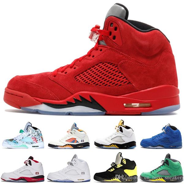 

Cheap New 5 5s Wings International Flight Mens Basketball Shoes Red Blue Suede White Cement Black Metallic sports sneakers designer trainers