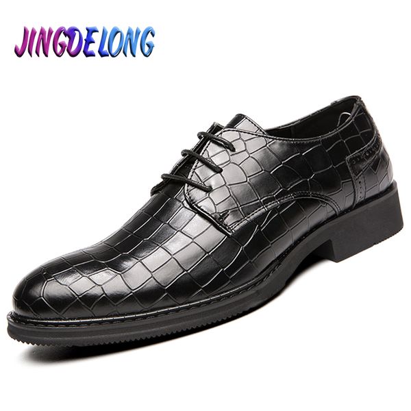 

2020 new men's formal shoes handmade leather men wedding dress shoe fashion men's dress shoes comfortable office footwear male, Black