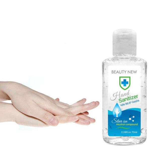 

in stock 70ml portable 75 % alcohol hand sanitizer high -efficiency disinfection hand sanitizer gel washing -household fine, Silver