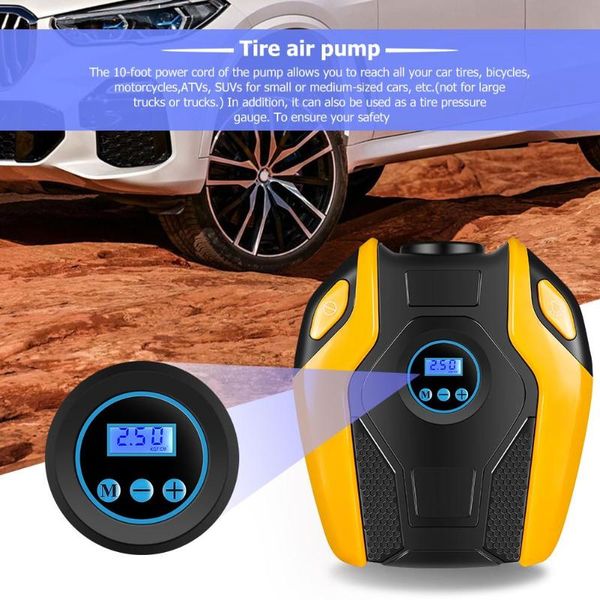 

digital display portable 12v car electric air compressor tire inflator pump