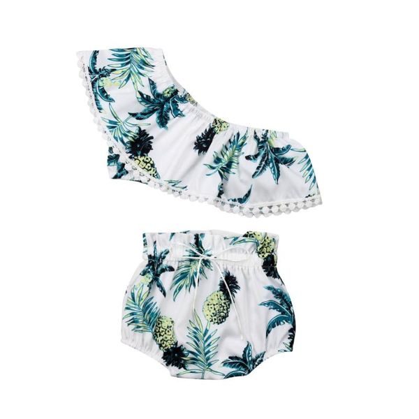 

2020 new toddler kids girls floral bikini set ruffle crop shorts briefs outfit set summer fashion swimwear beachwear