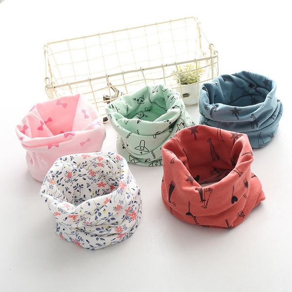

100% cotton snood children's snore kawaii cartoon printed scarf lic girls soft warm snud for a boy winter ring scarves baby lic, Red;brown
