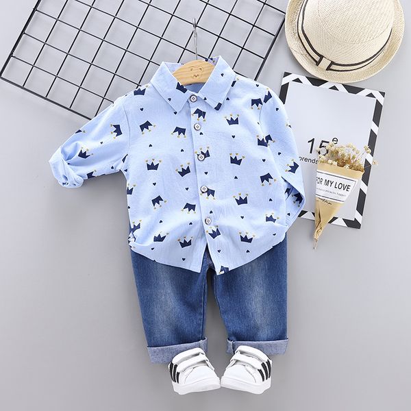 

children clothing sets autumn baby girl boy clothes suits shirt jeans infant casual kid clothes suits, White