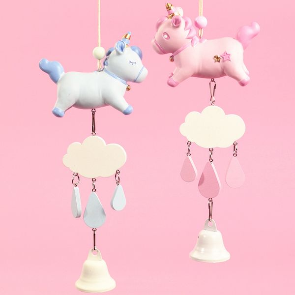 

1pc lovely unicorn wind chimeshome garden wall hanging home decor resin chimes