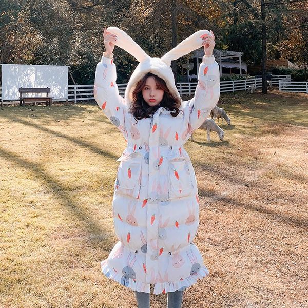 

2020 winter collection women's warm jacket ear hooded parka women windproof overcoat with hood coat, Black