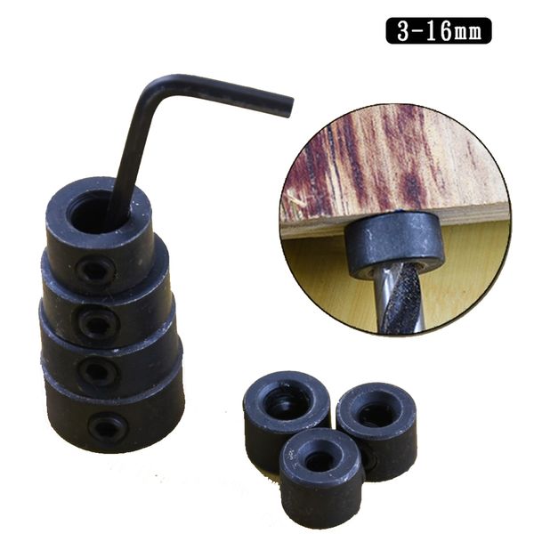 

1 set 3-16mm wood drill bit locator depth scollars finder drill ring positioner with hex wrench woodworking accessories