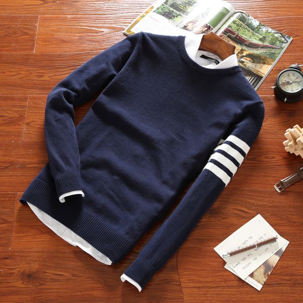 

2019 sweaters men new fashion casual o-neck slim cotton knit quality mens sweaters and pullovers men brand clothing size -3xl, White;black