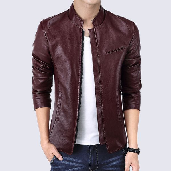 

men motorcycle design overcoats outwear plus size m-5xl men's spring autumn casual faux pu leather stand collar jackets coats, Black