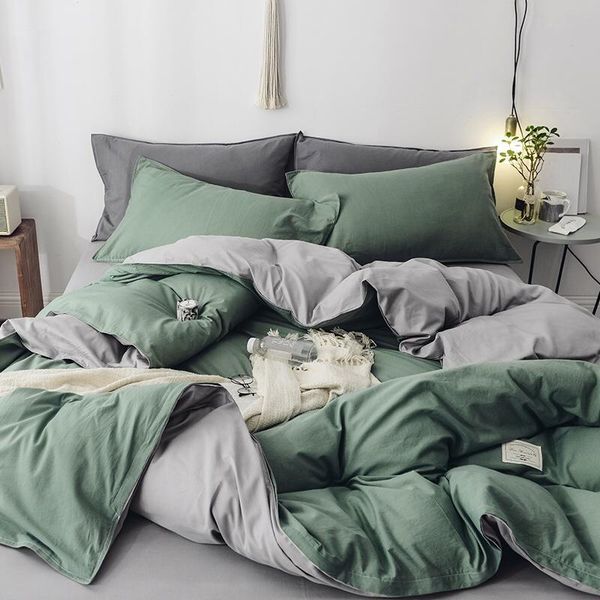 

40 bedding set green black bed set cotton bed sheet twin  king size duvet cover linen 3 styles