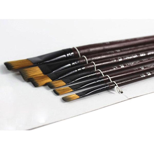 

pack of 6 art brown nylon paint brushes for acrylic#t2
