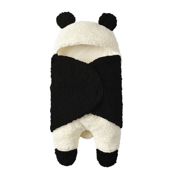 

newborn baby wrap headbands blanket winter baby blanket panda cartoon plush swaddle wool shower wraps