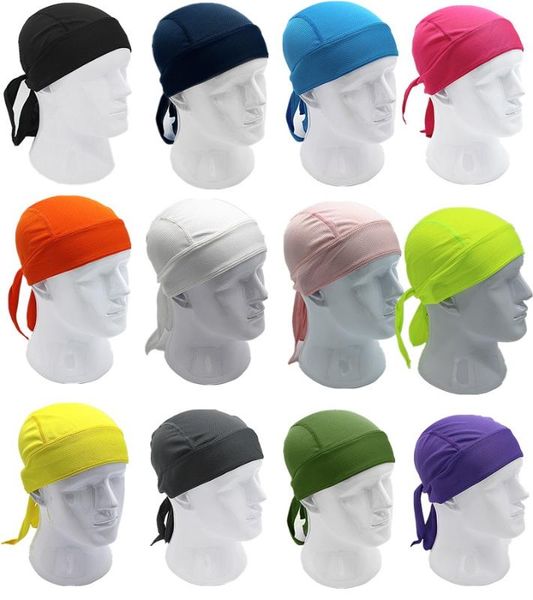 

outdoor quick dry pure cycling cap head scarf headscarf headband summer men running riding bandana ciclismo pirate hat hood, Black