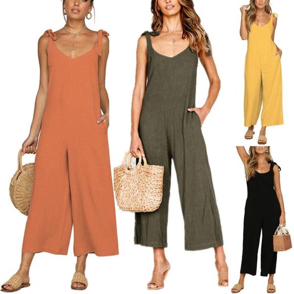 

women's jumpsuits & rompers women jumpsuit and casual sleeveless backless comfortable ropa mujer summer 2021, Black;white