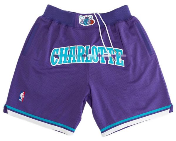 

charlotte hornets men basketball shorts just don by mitchell & ness men pocket retro pants s-3xl, Black
