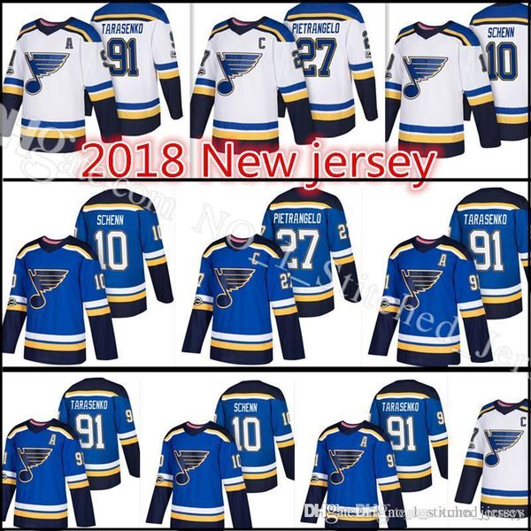 

2017-2018 New St. Louis Blues Hockey Jerseys 17-18 Top Men #91 Vladimir Tarasenko 27 Alex Pietrangelo 10 Brayden Schenn Jersey