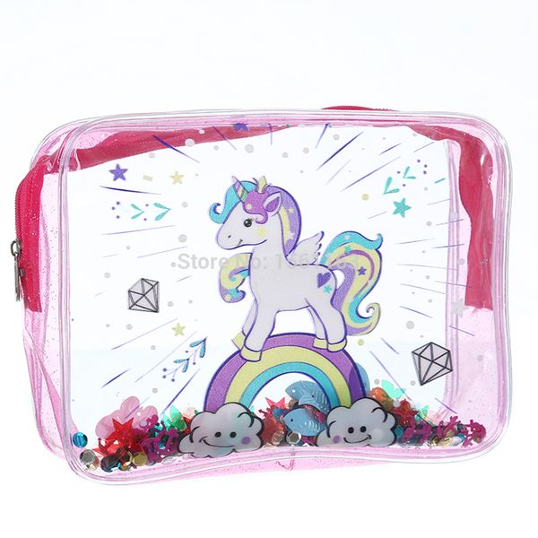 

women's pvc transparent cute unicorn cosmetic bag waterproof makeup bag travel toiletry storage organizer cosmetic case