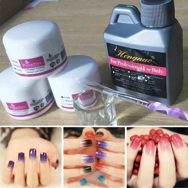 

portable nail art set & kit 3pcs acrylic liquid powder 1pcs nail art pen 1pcs clear glass dappen dish manicure tools set