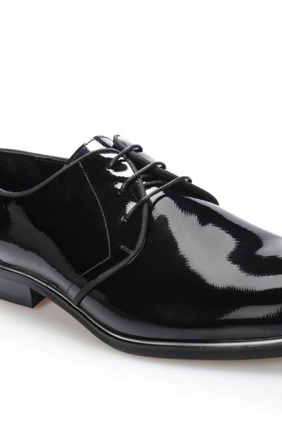

pearl genuine leather navy blue men 's oxford shoes 120130009111, Black