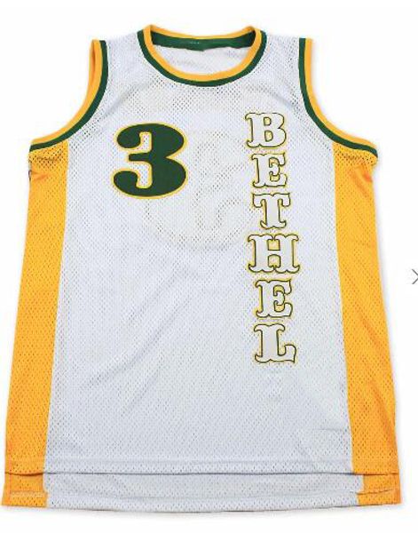 

men women custom any name any number younth custom xxs-6xl allen iverson bethel high school white basketball jersey, Black;red