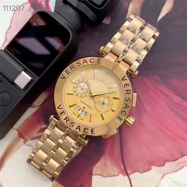 

sports military business luxury men's watch brand quartz movement men's watch black dial royal stainless steel rose gold strap wat, Slivery;brown