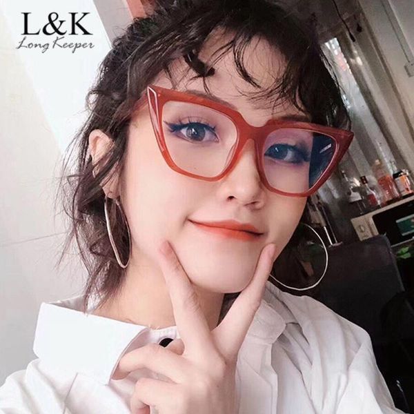 

longkeeper cat eye anti blue light glasses frame women vintage oversized eyeglasses ladies optical frame computer eyewear, White;black