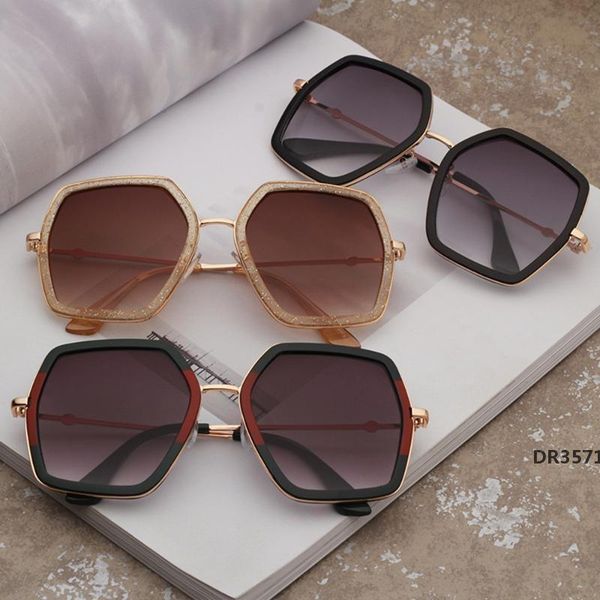 

oversized polygon sunglasses women stylish metal plastic sun glasses outdoor decoration fashion shade eyewear sun glass 7094olodr3571, White;black