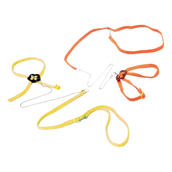 

pack of 2 adjustable soft reptile lizard harness leash rope lead light anti-bite (yellow and orange