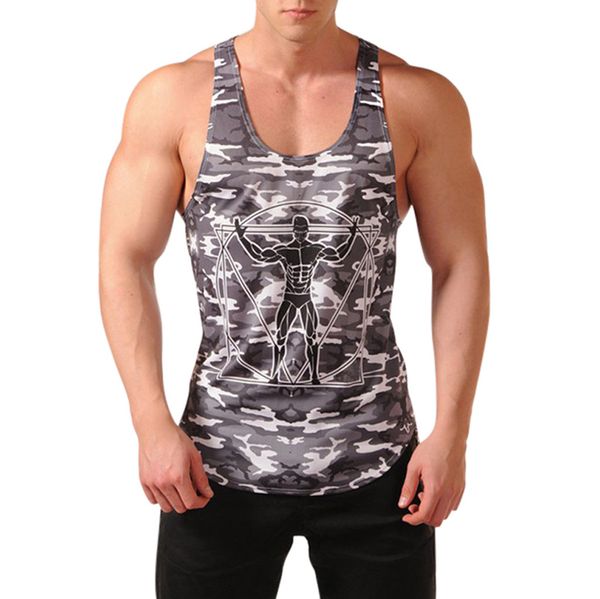 

men' tank gym clothing summer sleeveless a variety of color printing breathable bodybuilding sport vest men debardeur homme, White;black